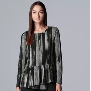 Vera Wang Ruffle Peplum Long sleeve Tee